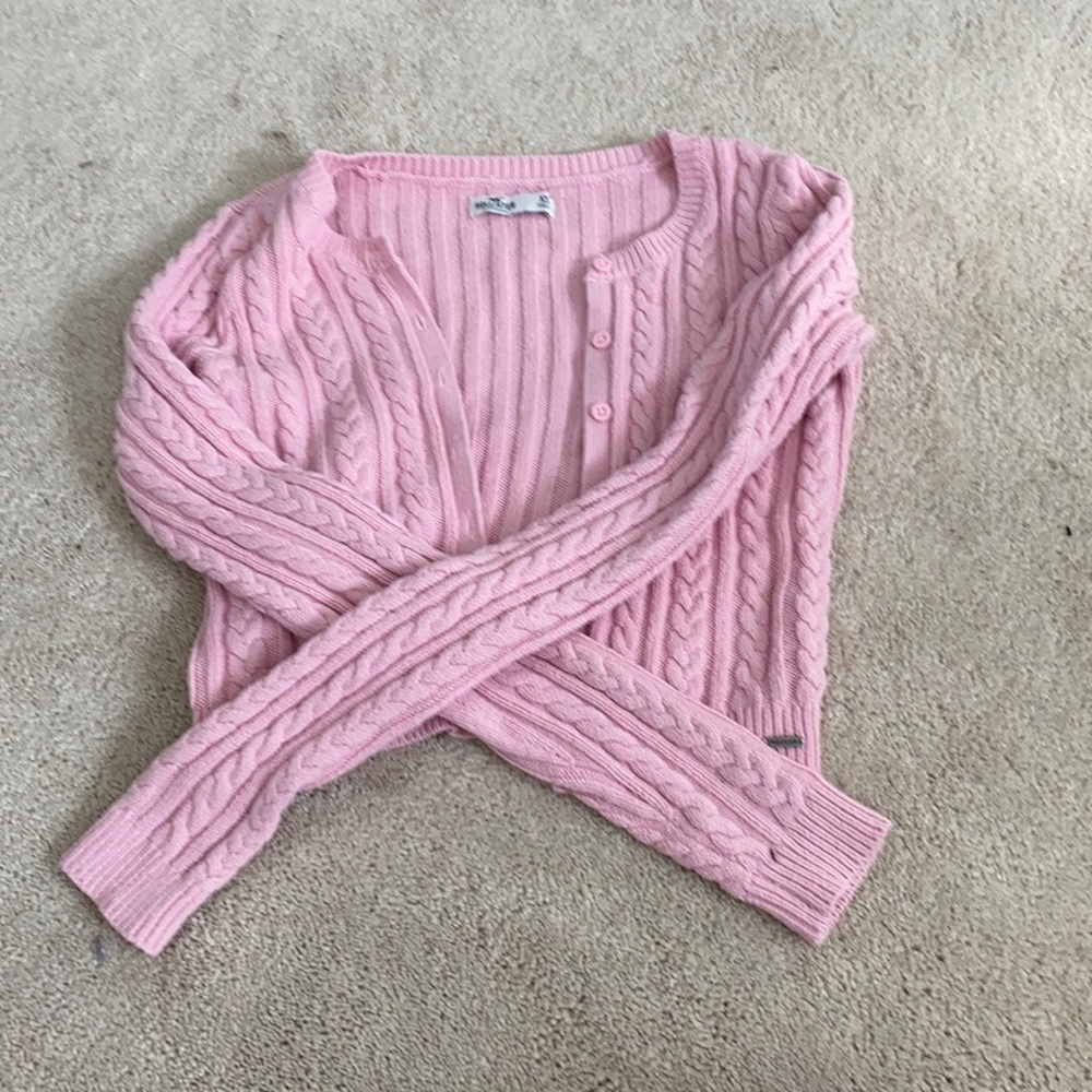 Hollister light pink cardigan sweater